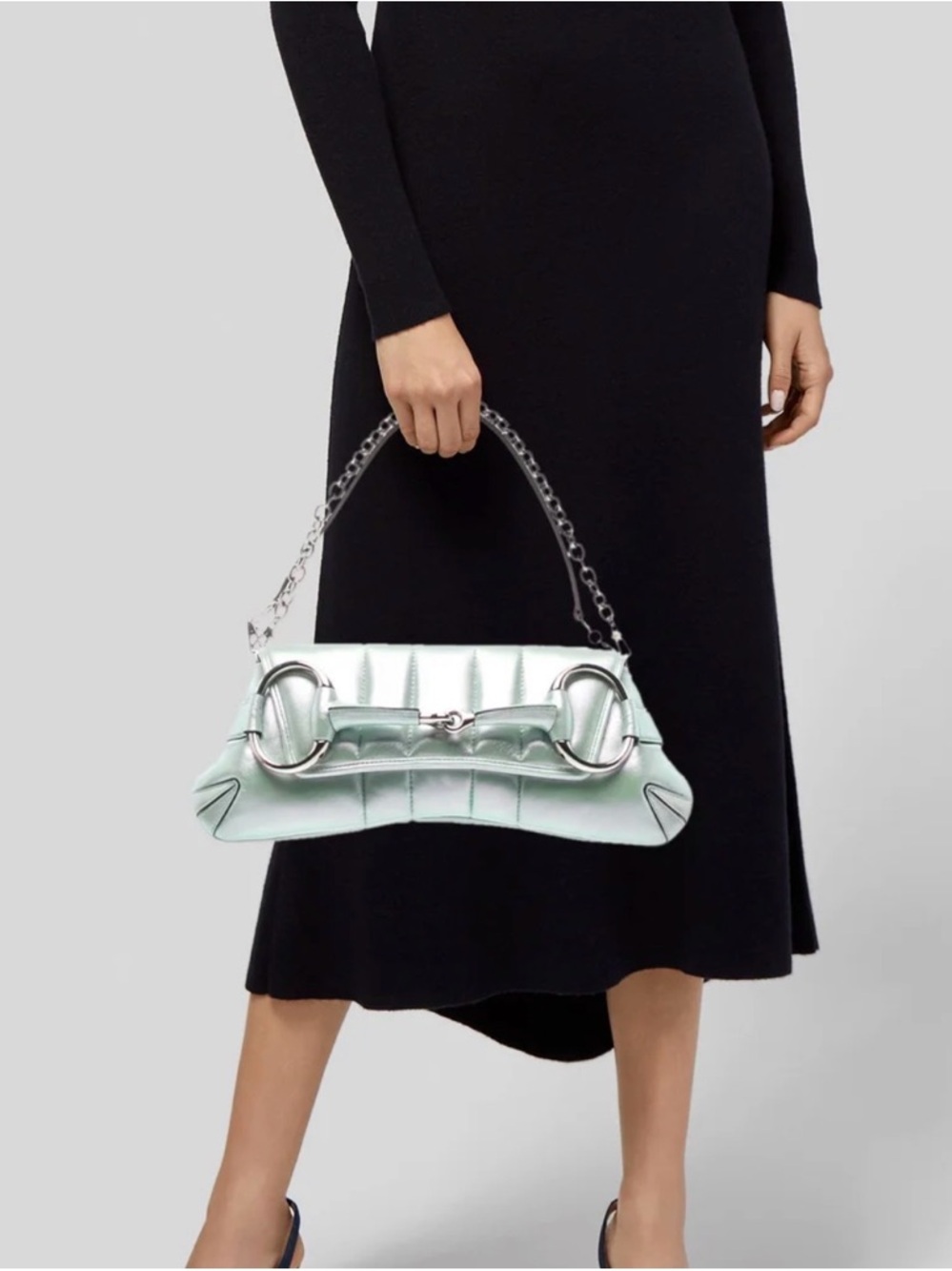 *RARE* Gucci pearl iridescent horse bit Quilted Shoulder Bag - Picture 2 of 4